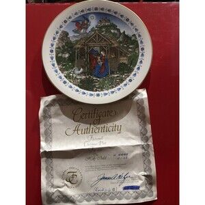 1981 Christmas Nativity Plate Holy Child Jesus Fleetwood Fritz Wegner COA #4168
